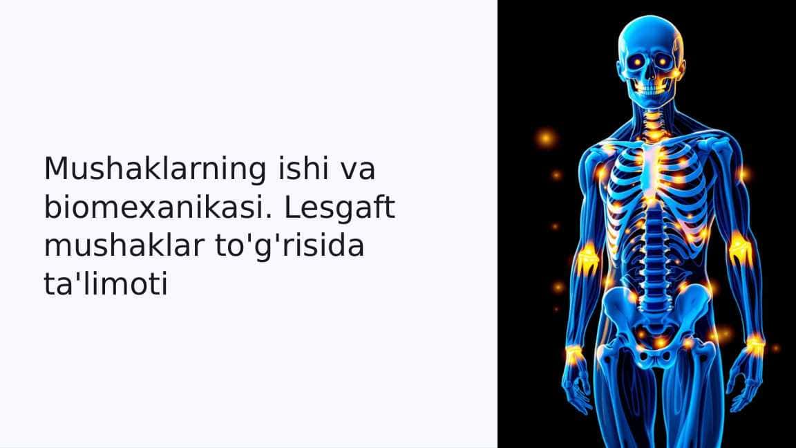 Mushaklarning ishi va biomexanikasi. Lesgaft mushaklar to'g'risida ta'limoti
