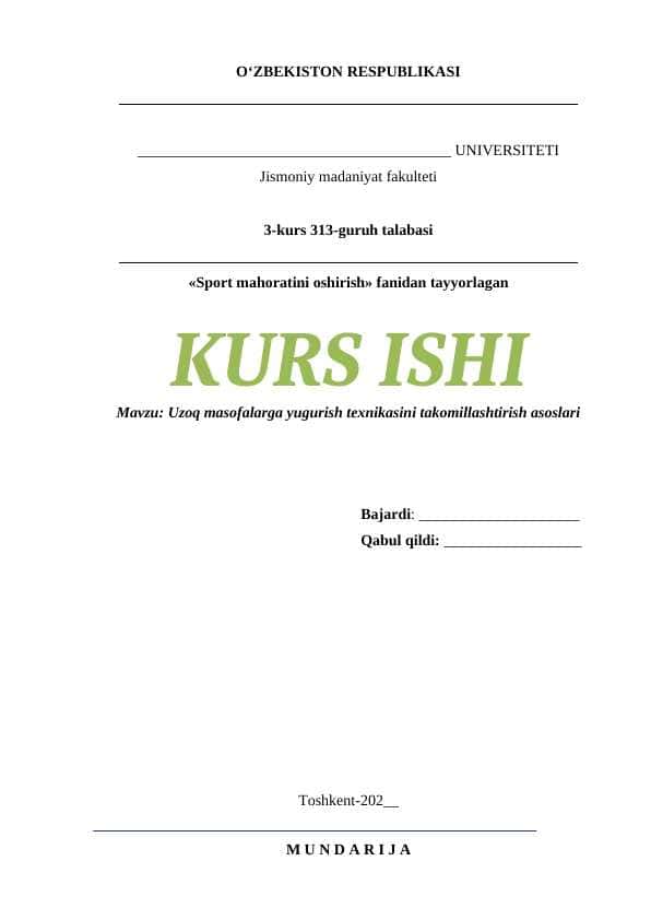 Uzoq masofalarga yugurish texnikasini takomillashtirish asoslari