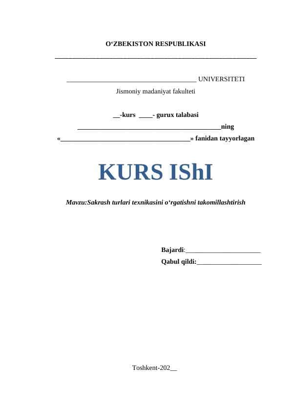 Sakrash turlari texnikasini o‘rgatishni takomillashtirish