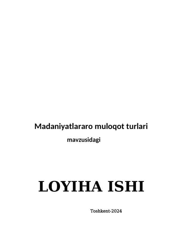 Madaniyatlararo muloqot turlari