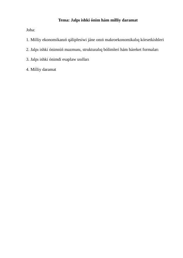 Jalpı ishki όnim hám milliy daramat