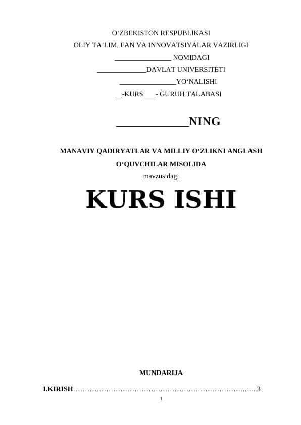 MANAVIY QADIRYATLAR VA MILLIY OʻZLIKNI ANGLASH OʻQUVCHILAR MISOLIDA