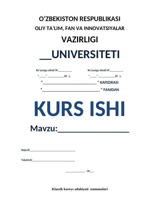 Klassik koreys adabiyoti namunalari