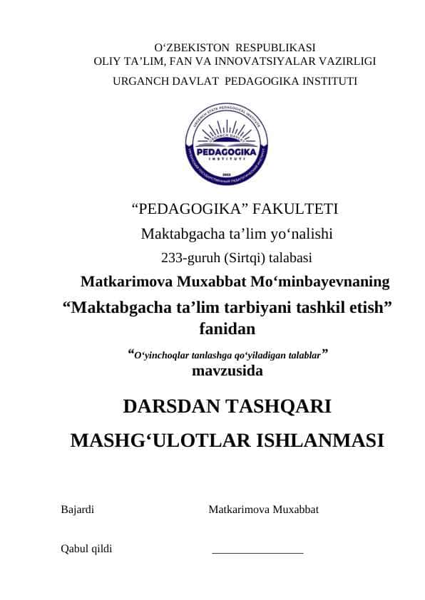 Oʻyinchoqlar tanlashga qoʻyiladigan talablar