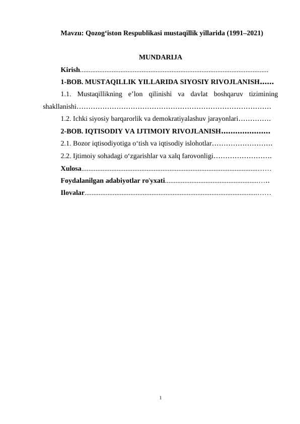 Qozog'iston Respublikasi mustaqillik yillarida (1991–2021)