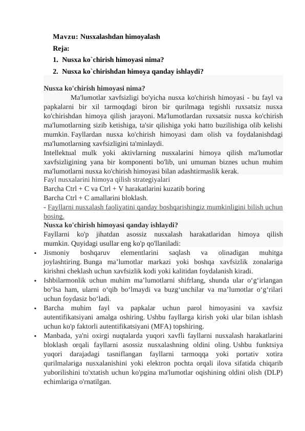 Nusxalashdan himoyalash