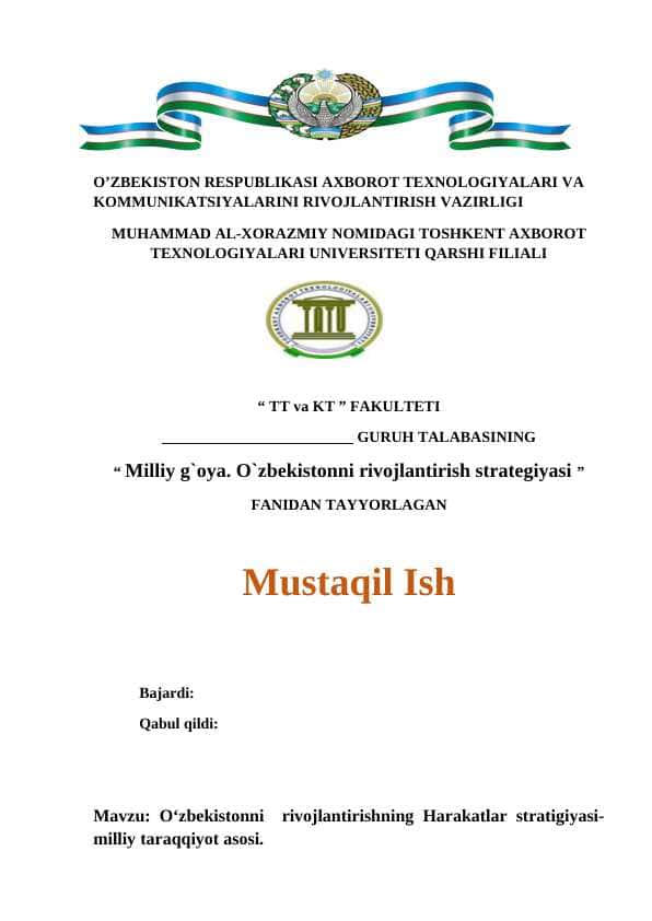 O‘zbekistonni rivojlantirishning Harakatlar stratigiyasi-milliy taraqqiyot asosi