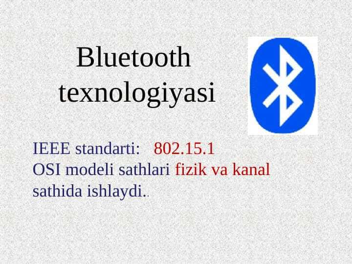 Bluetooth texnologiyasi