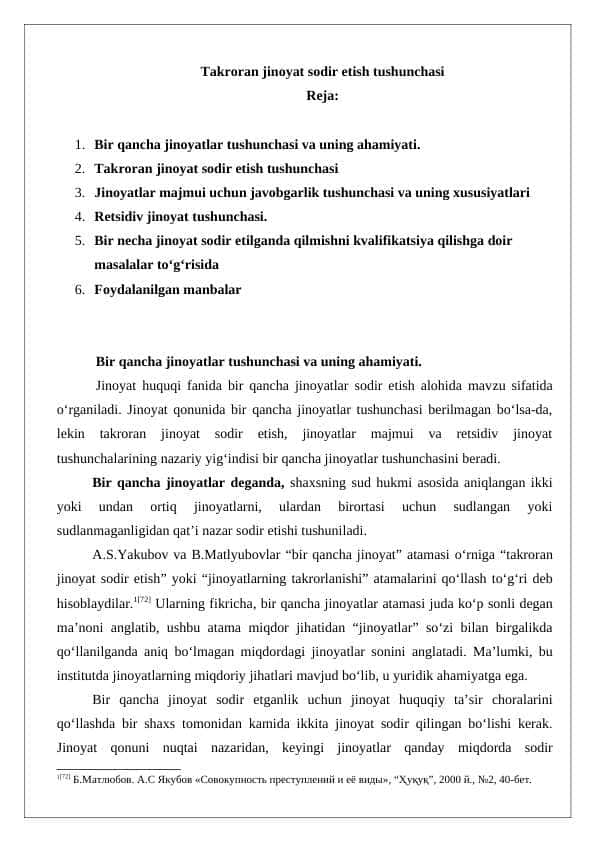 Takroran jinoyat sodir etish