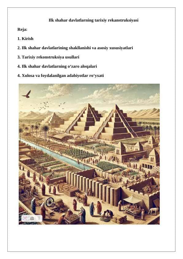 Ilk shahar davlatlarning tarixiy rekanstruksiyasi 25
