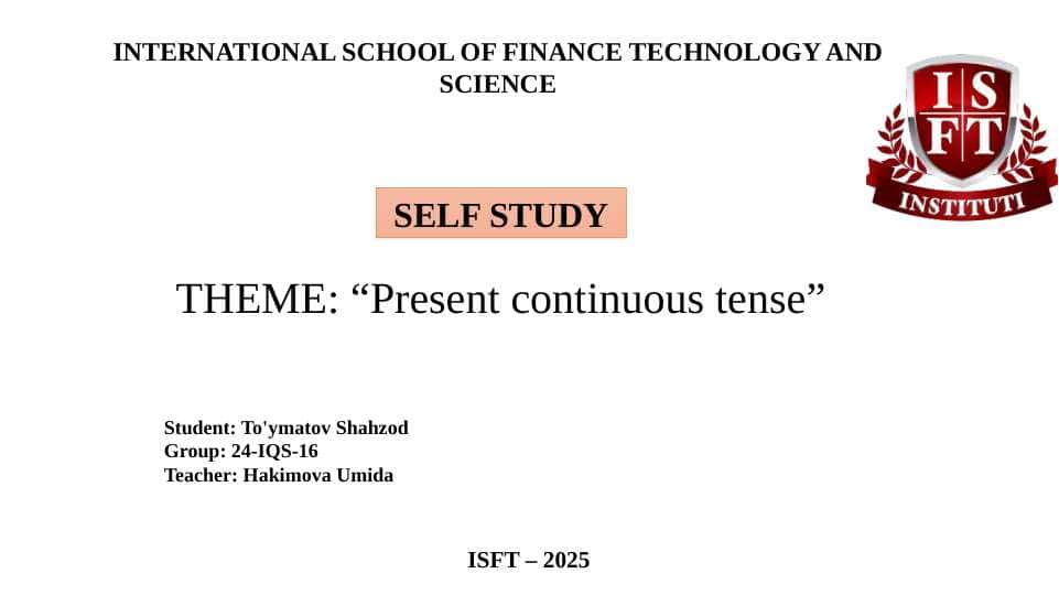 Present continuous tense