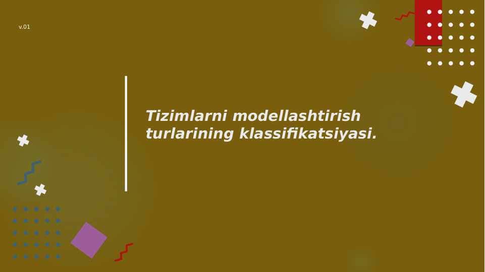 Tizimlarni modellashtirish turlarining klassifikatsiyasi