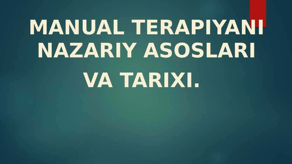Manual terapiya