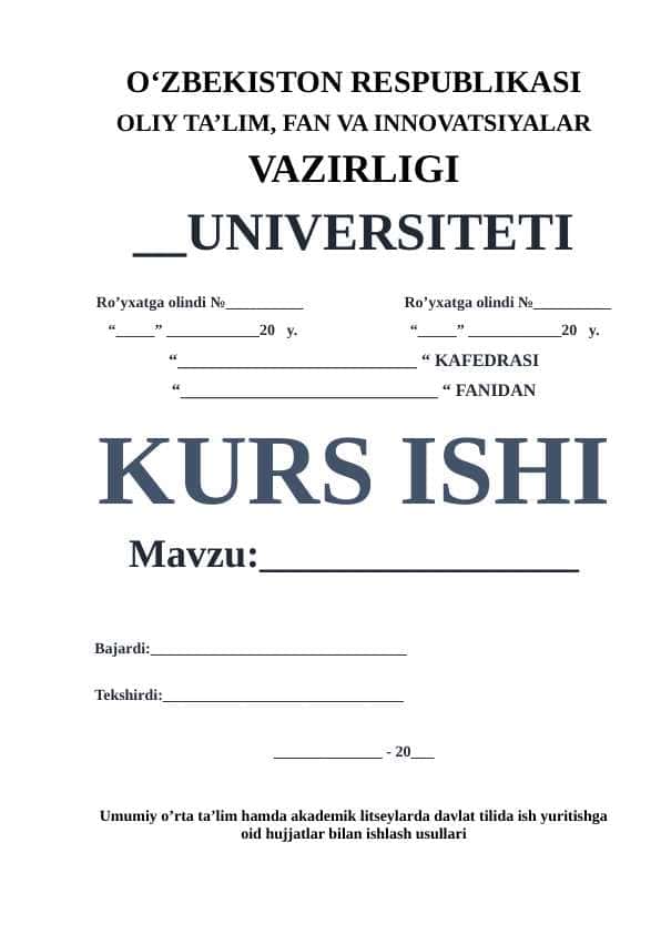 Umumiy o’rta ta’lim hamda akademik litseylarda davlat tilida ish yuritishga oid hujjatlar bilan ishlash usullari