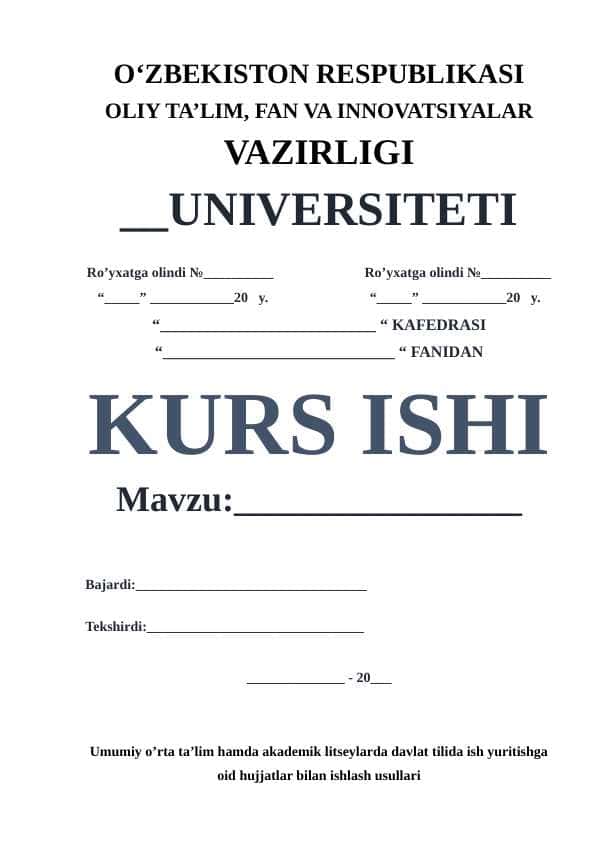 Umumiy o’rta ta’lim hamda akademik litseylarda davlat tilida ish yuritishga oid hujjatlar bilan ishlash usullari