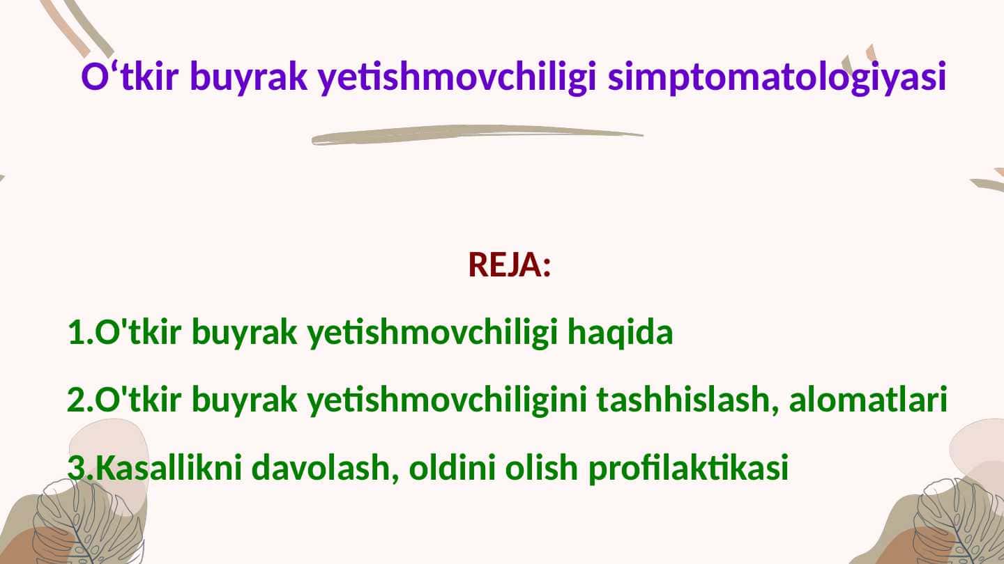 Oʻtkir buyrak yetishmovchiligi simptomatologiyasi