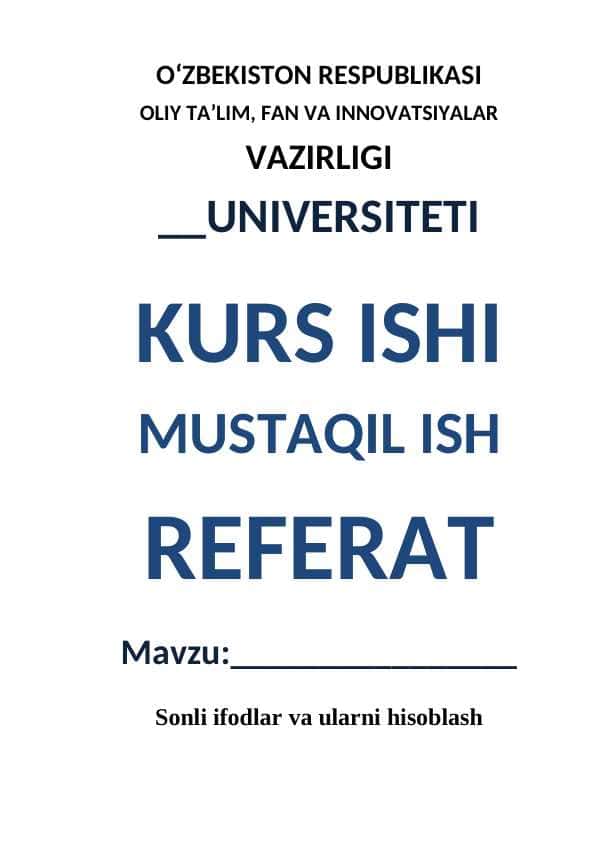 Sonli ifodlar va ularni hisoblash