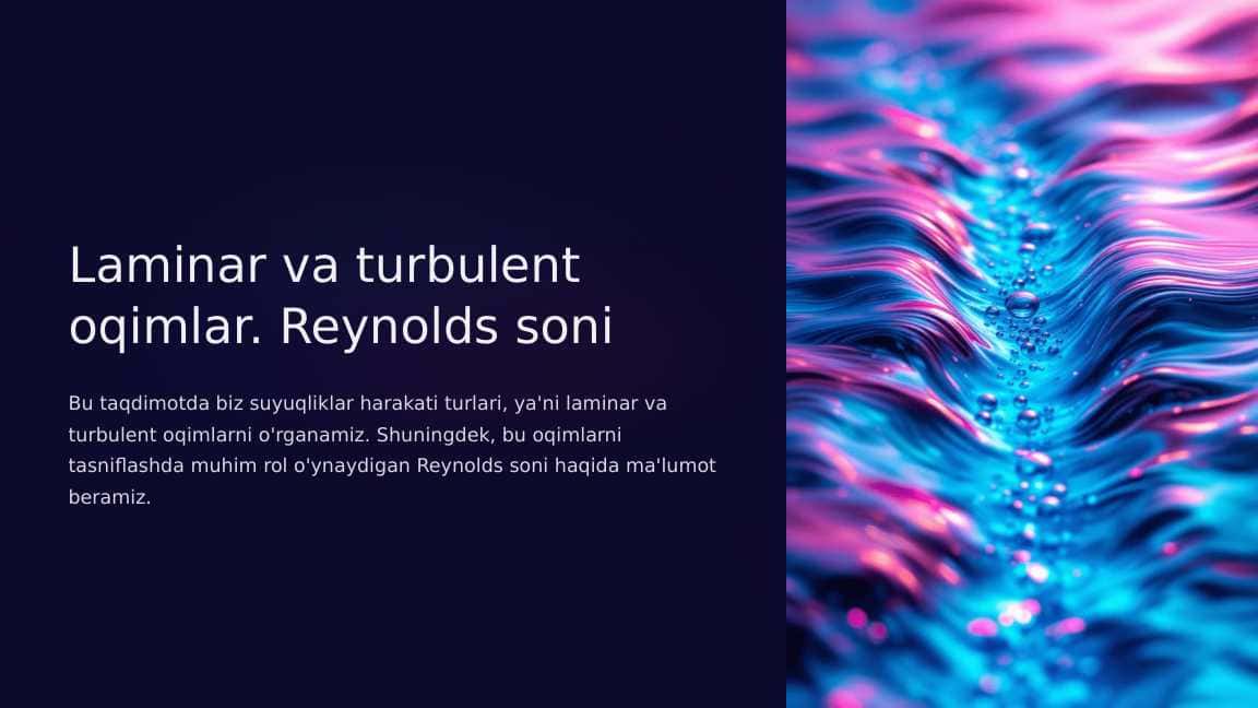Laminar va turbulent oqimlar. Reynolds soni