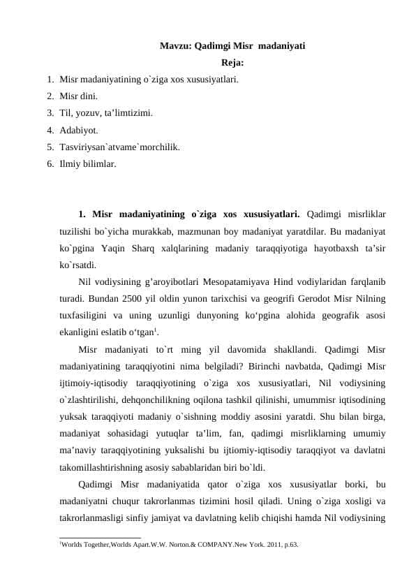 Qadimgi Misr madaniyati