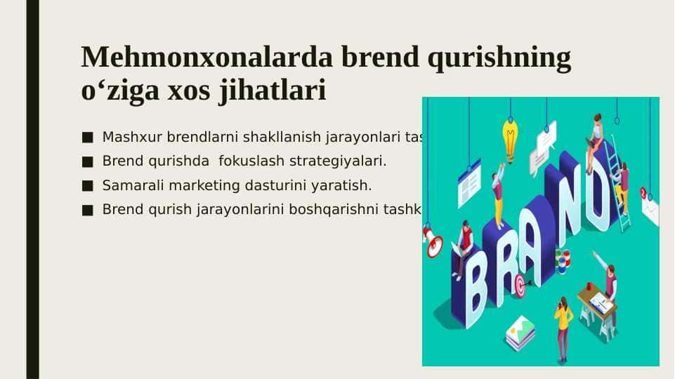 Mehmonxonalarda brend qurishning o‘ziga xos jihatlari