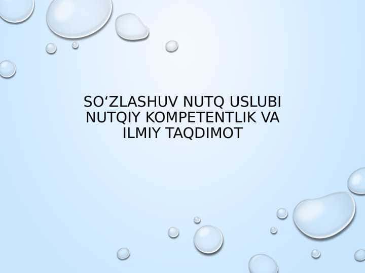 So‘zlashuv Nutq Uslubi Nutqiy Kompetentlik va Ilmiy Taqdimot