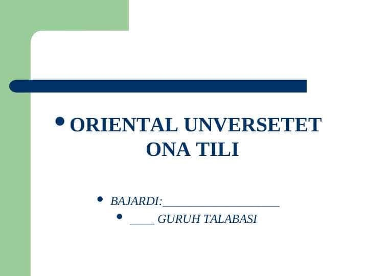 Fe’l - so’z turkumi