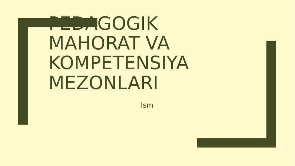 pedagogik mahorat va kompetensiya mezonlari