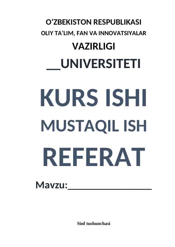 Sinf tushunchasi