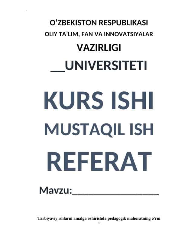 Tarbiyaviy ishlarni amalga oshirishda pedagogik mahoratning o'rni