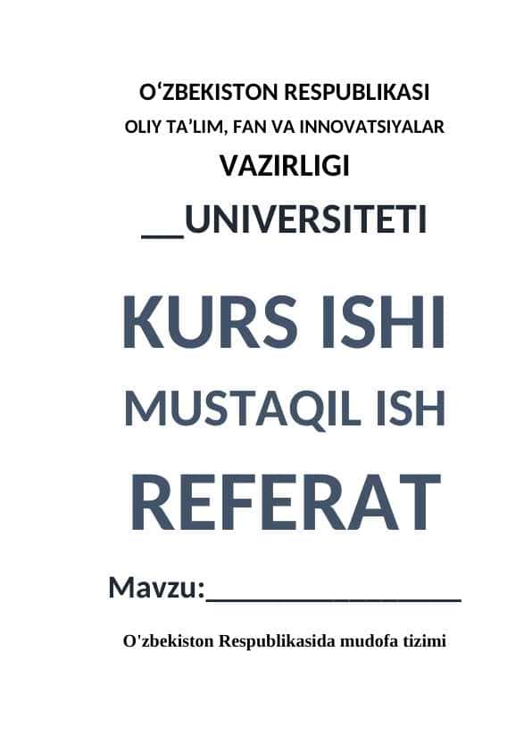O'zbekiston Respublikasida mudofa tizimi