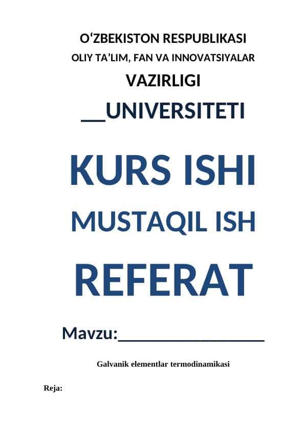 Galvanik elementlar termodinamikasi