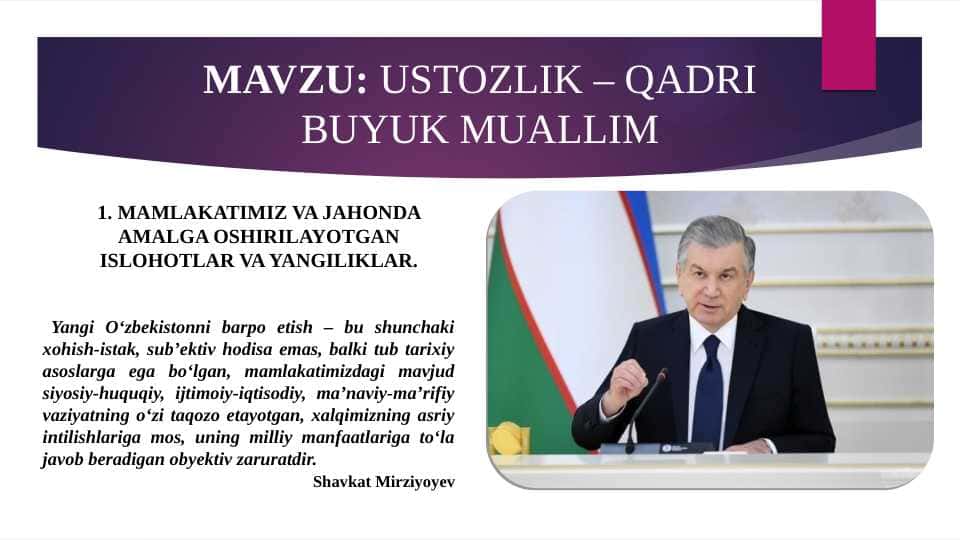 USTOZLIK – QADRI BUYUK MUALLIM