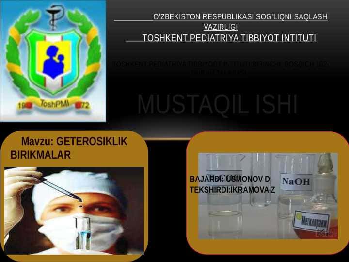 GETEROSIKLIK BIRIKMALAR . Geteroxalqali moddalar