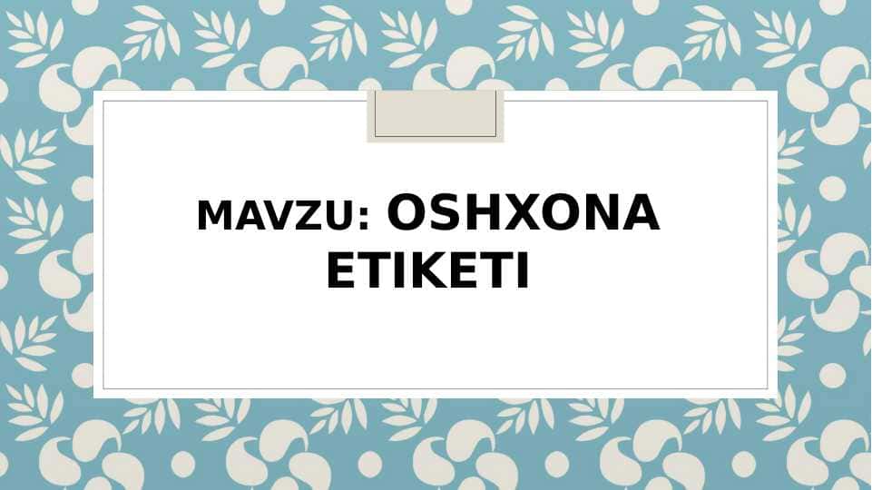 Oshxona etiketi