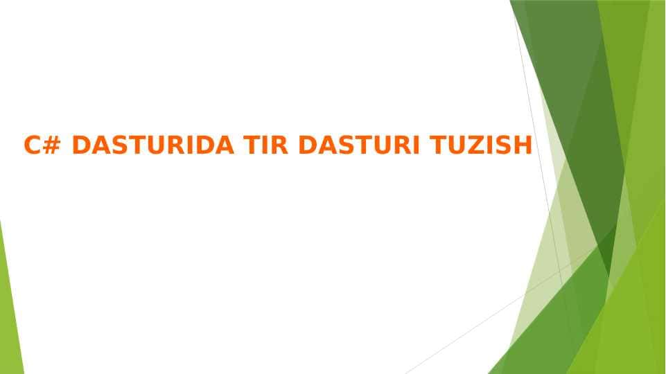 C# dasturida tir dasturi tuzish