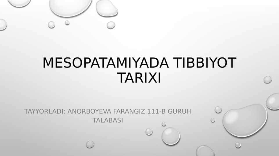 Mesopatamiyada tibbiyot tarixi