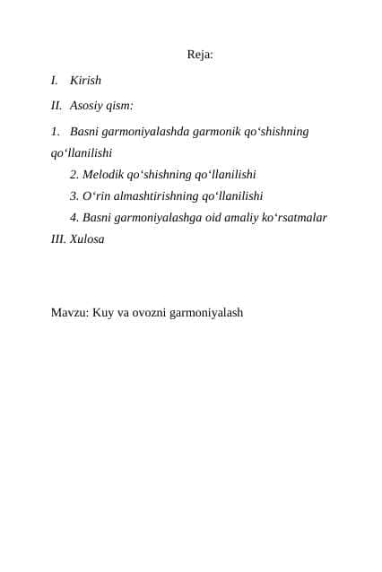 Kuy va ovozni garmoniyalash