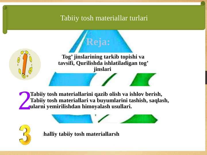 Tabiiy tosh materiallar turlari