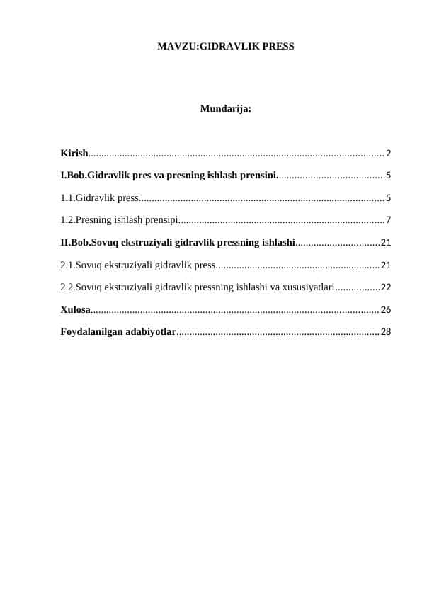 GIDRAVLIK PRESS