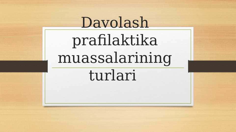 Davolash prafilaktika muassalarining turlari