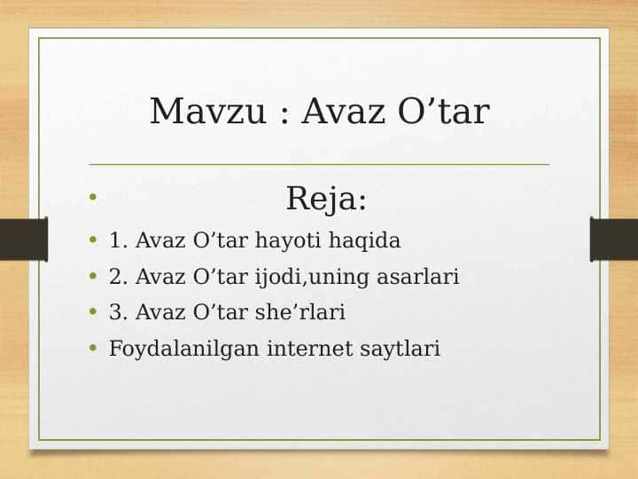 Avaz O’tar