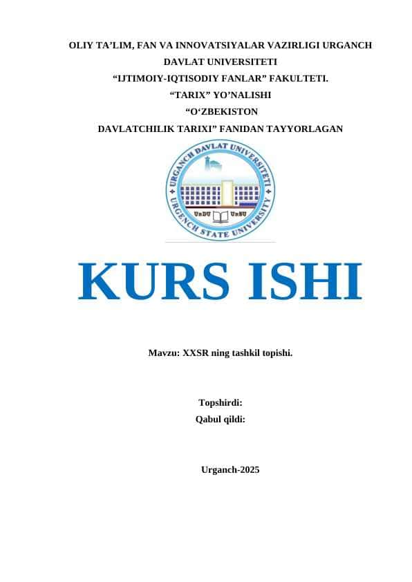XXSR ning tashkil topishi