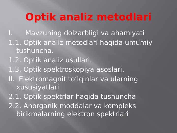 Optik analiz metodlari
