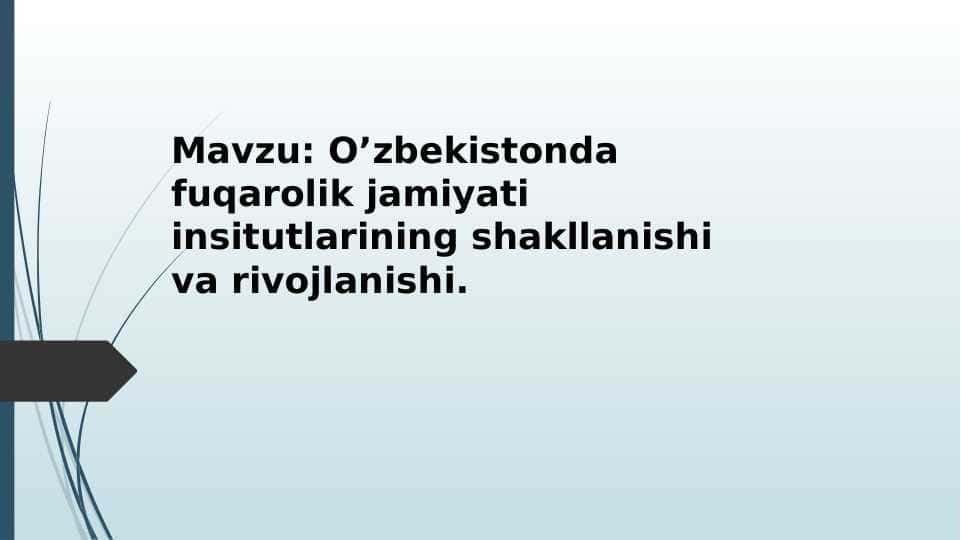 O’zbekistonda fuqarolik jamiyati insitutlarining shakllanishi va rivojlanishi