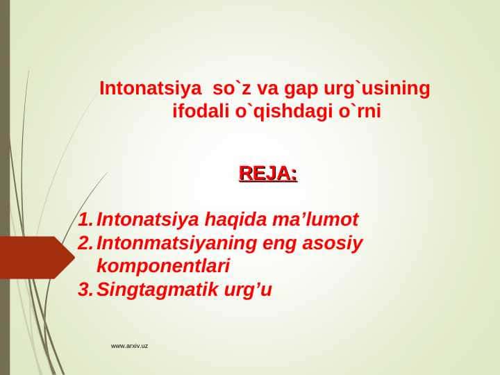 Intonatsiya so`z va gap urg`usining ifodali o`qishdagi o`rni