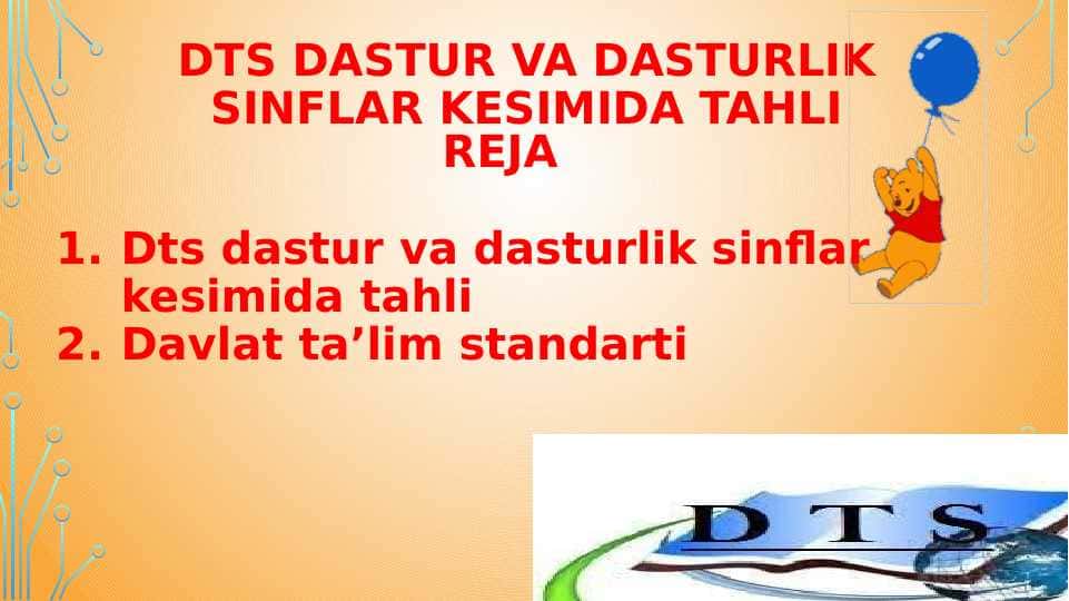 DTS dastur va dasturlik sinflar kesimida