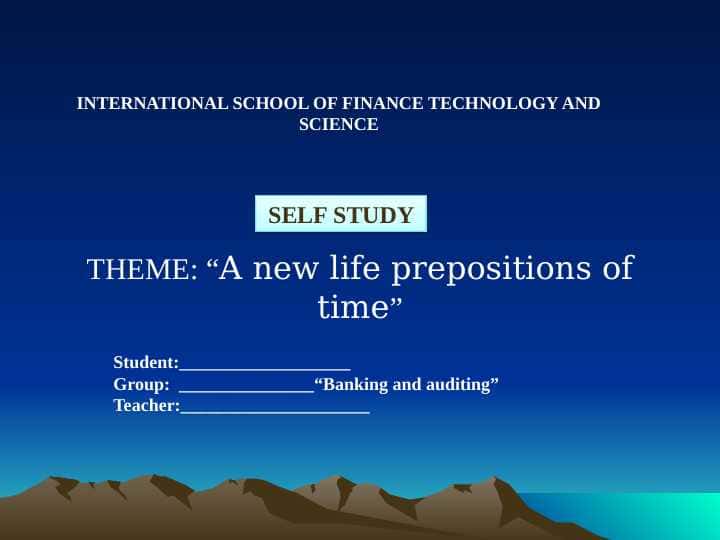 A new life prepositions of time.