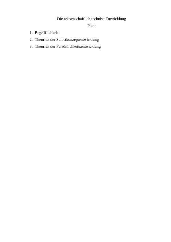 Die wissenschaftlich technise Entwicklung