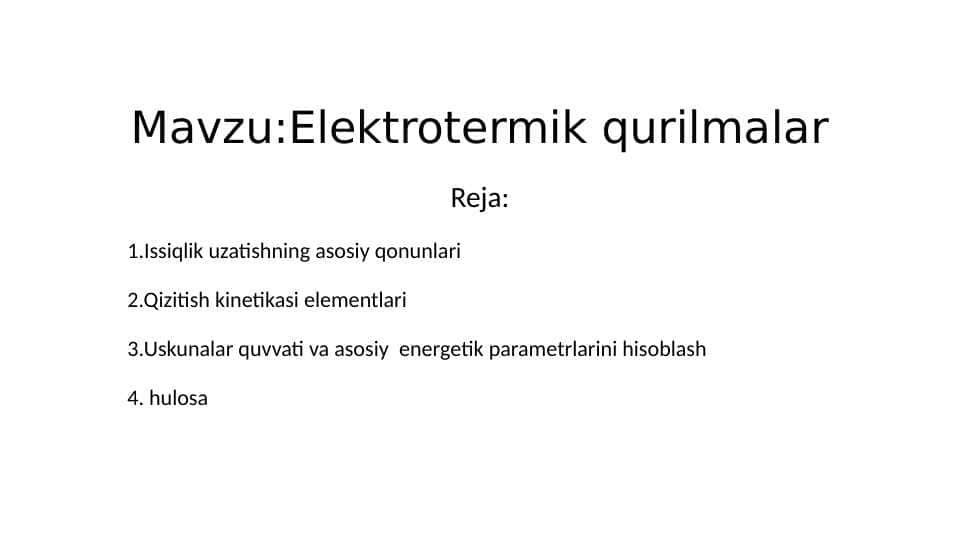 Elektrotermik qurilmalar