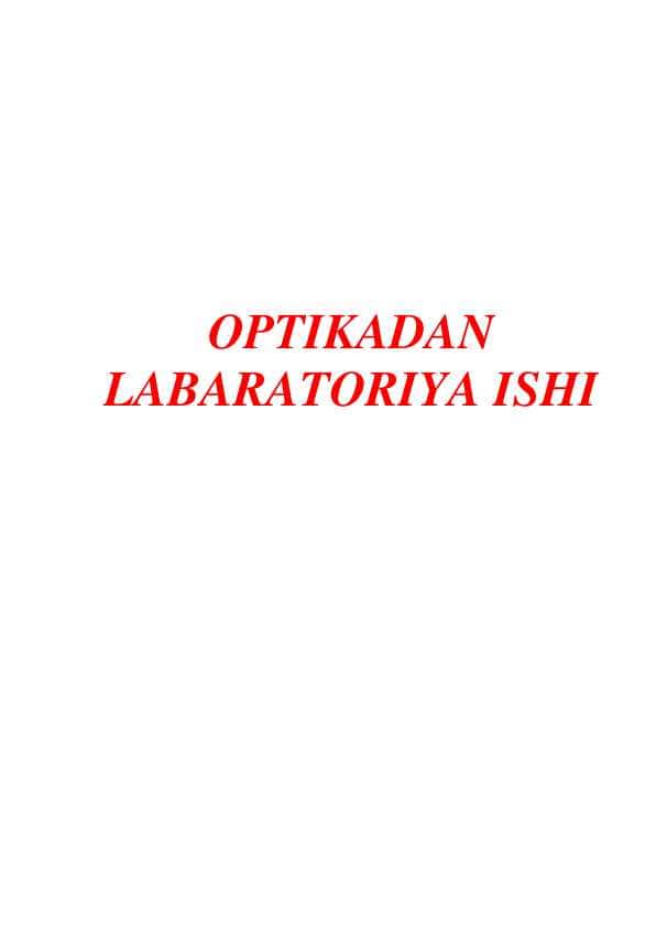 OPTIKADAN LABARATORIYA ISHI